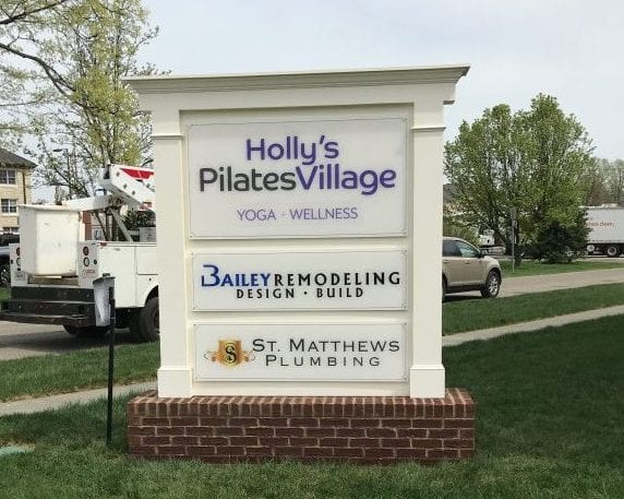 monument signs can be constructed from stone, brick, or stucco.